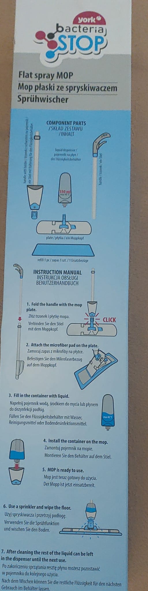 Sprühwischer mit Wassertank und Bezug, Antibakteriell