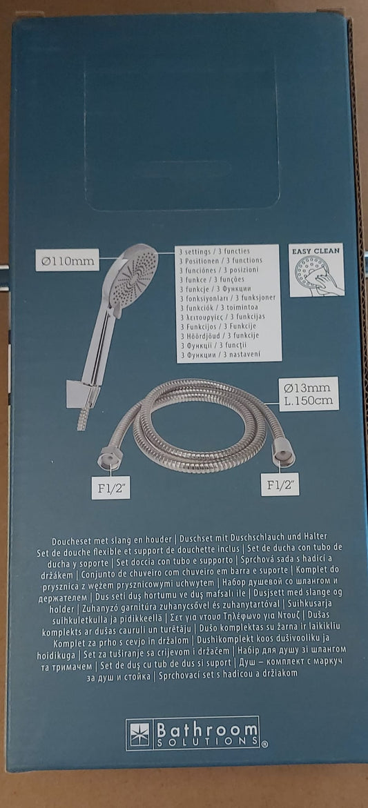 Duschset, Handbrause und Brauseschlauch in Chromeoptik inkl. Halterung Neu