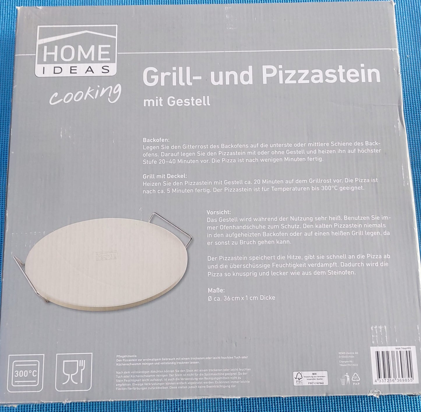 Grill- und Pizzastein mit Gestell, Marke: Home Ideas, Neu