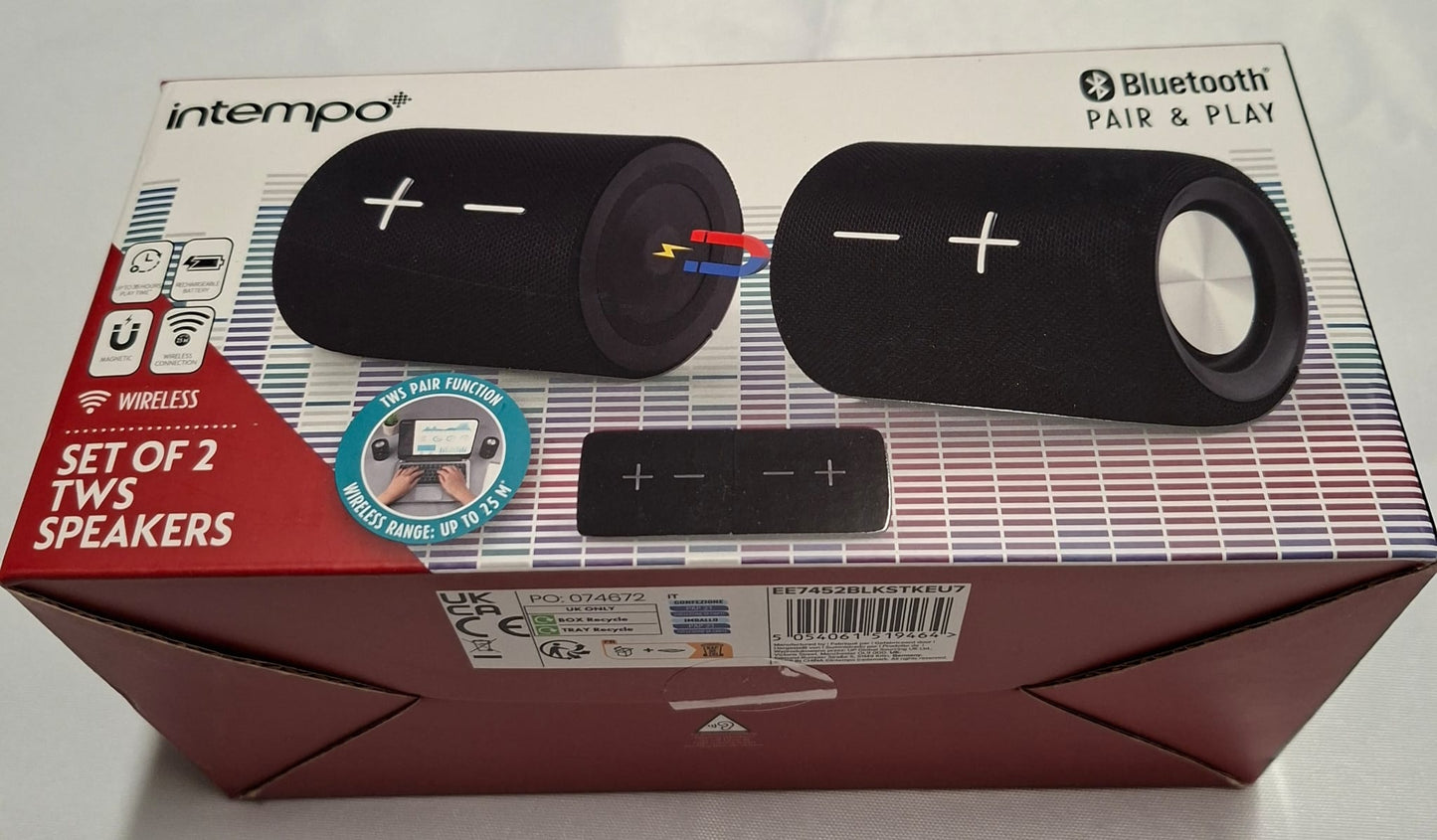 Intempo Bluetooth Lautsprecher Set mit 2 kabellosen Magnetlautsprechern, Neu