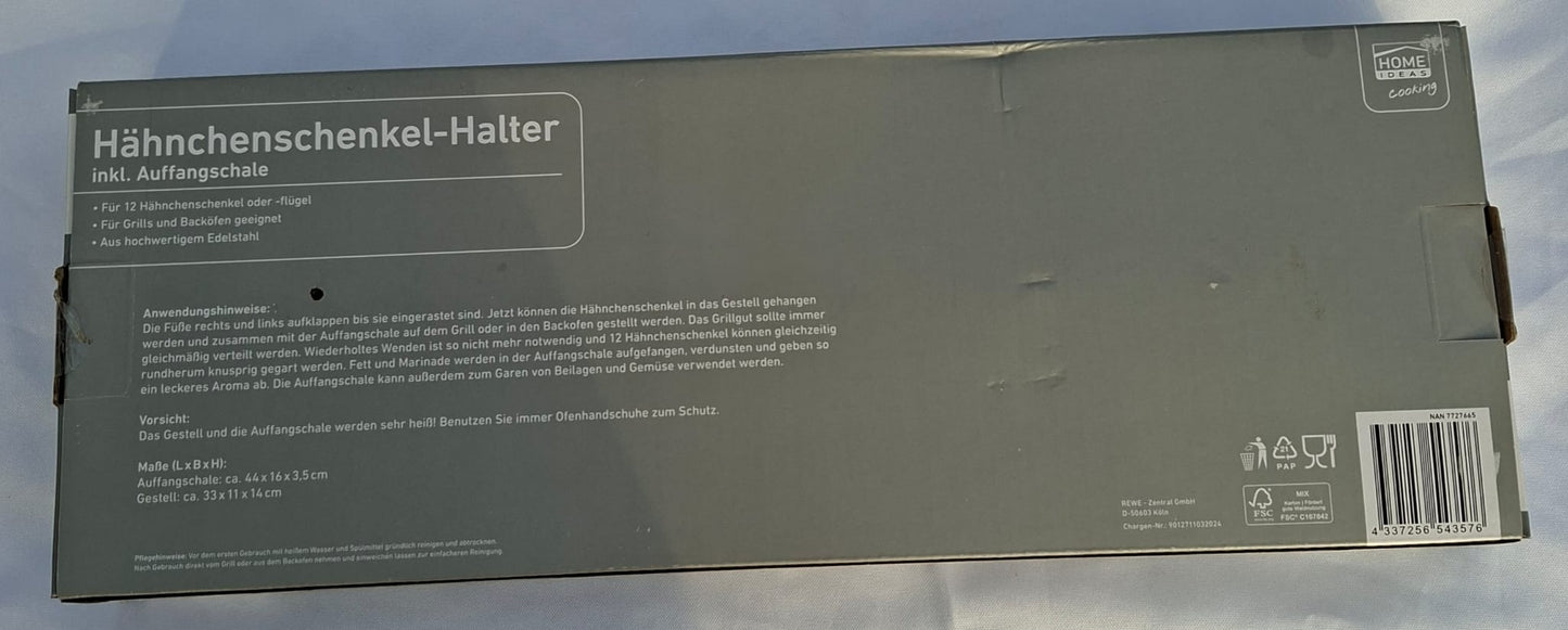 Hähnchenschenkel-Halter mit Auffangschale für 12 Schenkel, Neu