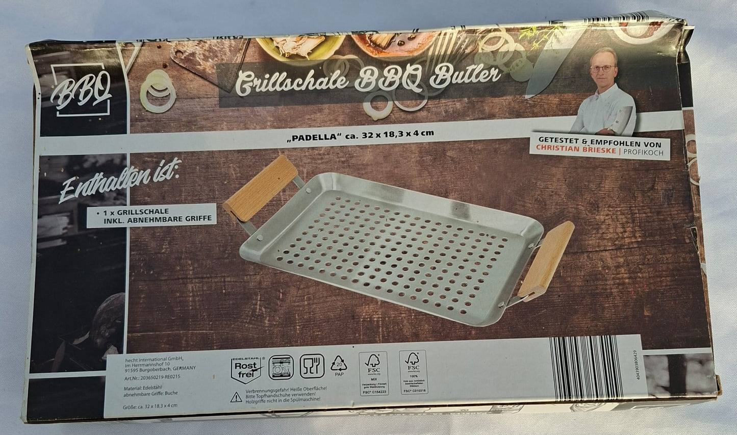 Grillschale "Padella mit Holzgriffe, Neu und Originalverpackt