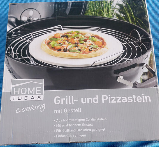 Grill- und Pizzastein mit Gestell, Marke: Home Ideas, Neu