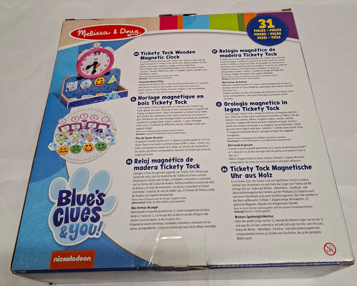 Melissa & Doug Blue's Clues Magnetische Lernuhr aus Holz, Neu