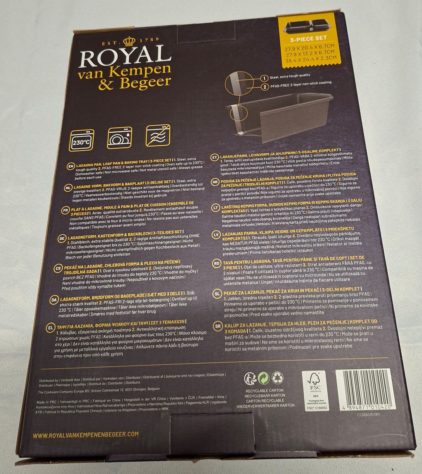 Royal van Kempen & Beeger, 3er - Set Auflaufformen- Neu und Originalverpackt
